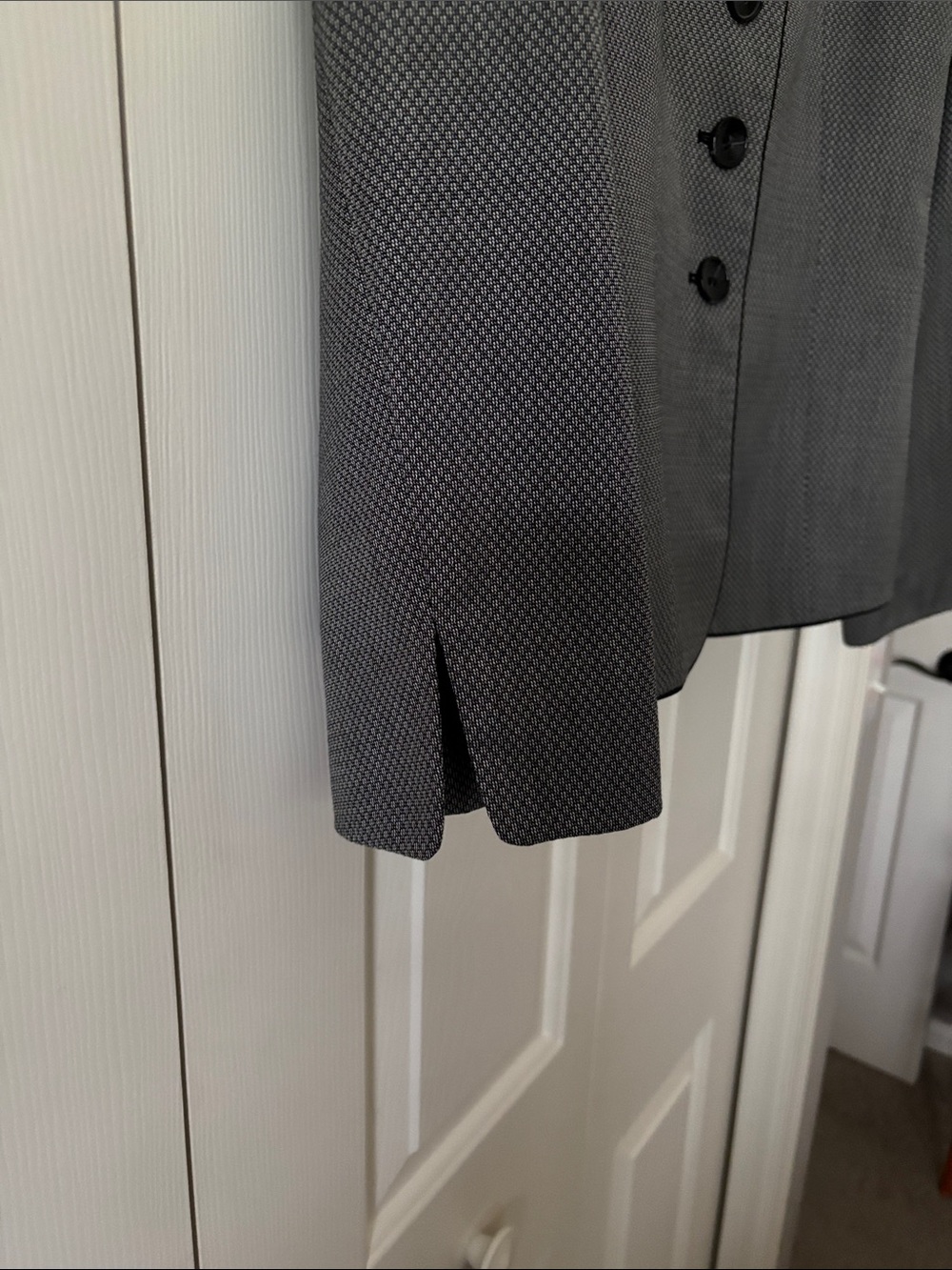Evan Picone Gray Structured Button Blazer with Black Pleated Skirt - Picture 3 of 8